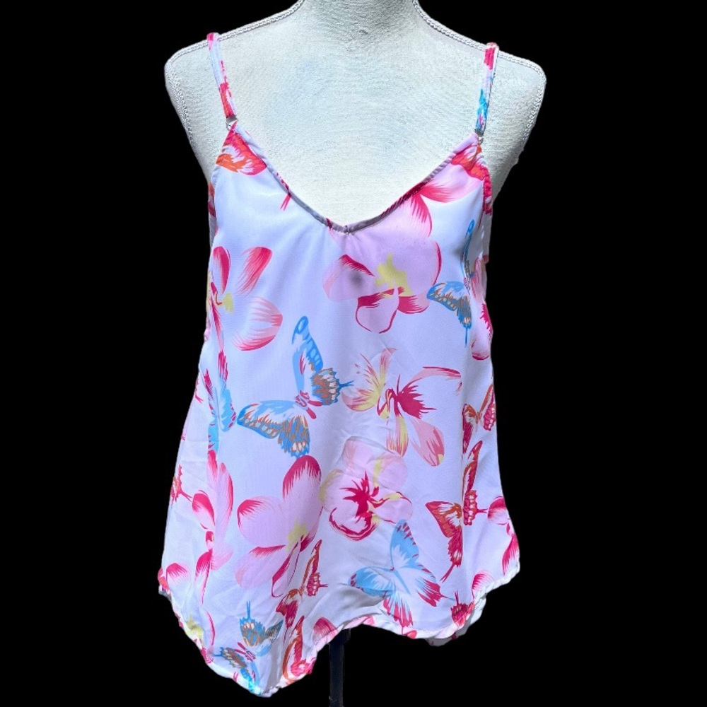 Lady’s Flowing Tank with Asymmetrical Hemline & Open Back; Size Large